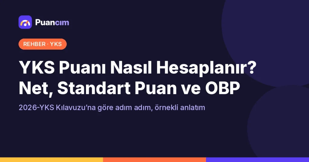 YKS puanı nasıl hesaplanır rehberi kapak görseli: net, standart puan ve OBP